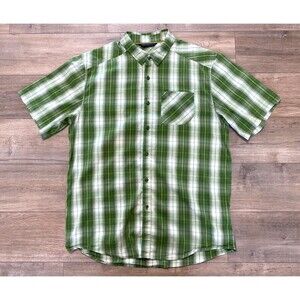 Arcteryx Brohm Shirt Mens L Green Plaid Camp Hiking Outdoor Performance Pocket